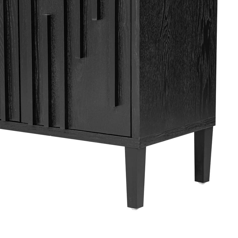 59.8" 4-Door Sideboard,Hidden Handle,Distinctive Solid Ash Veneer Buffet with Storage