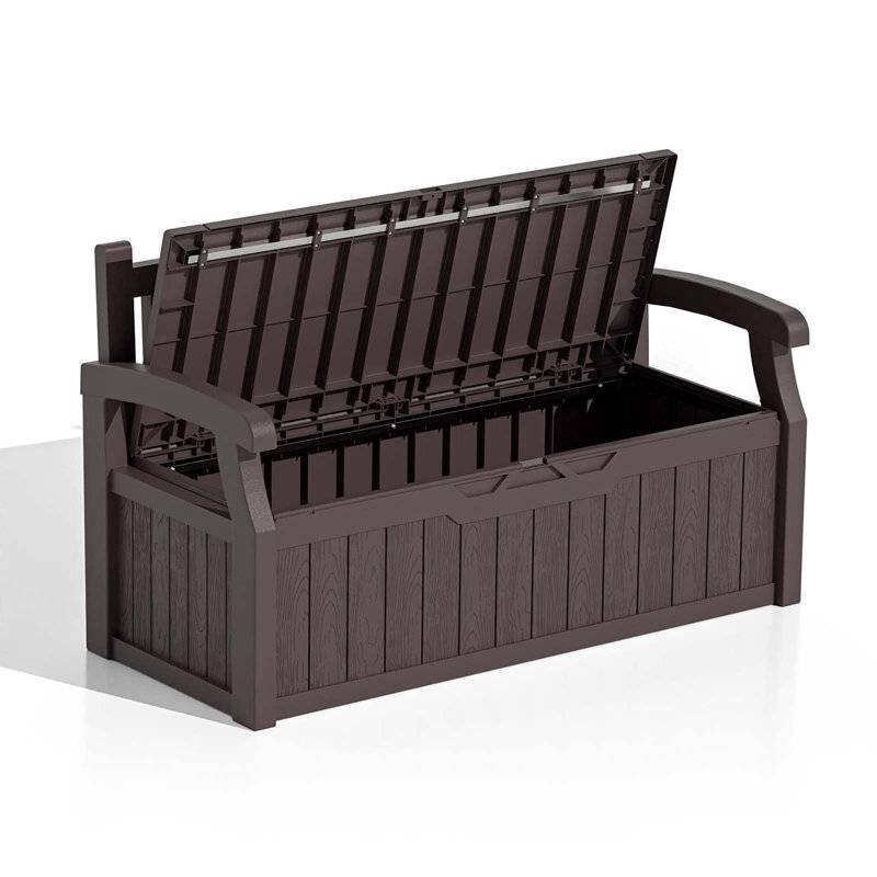 Plastic Outdoor Patio Garden Storage Bench with Lockable Lid 70-Gallon - 23.2 D" x 53.1" W x 31.5" H