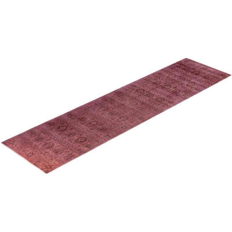 Overdyed One-of-a-Kind Hand-Knotted Area Rug - Pink - 2' 6" x 10' 3"