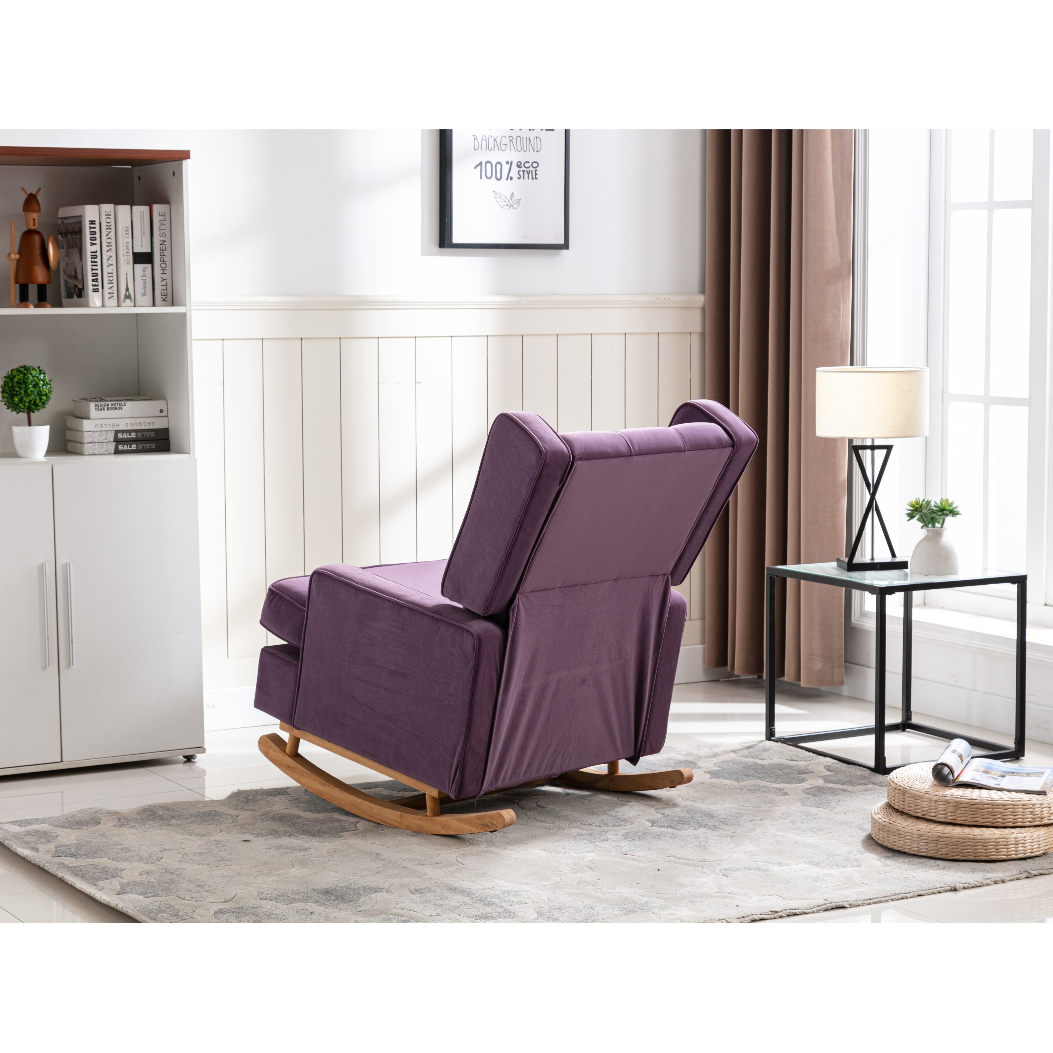 Purple rocking chair cushions deals