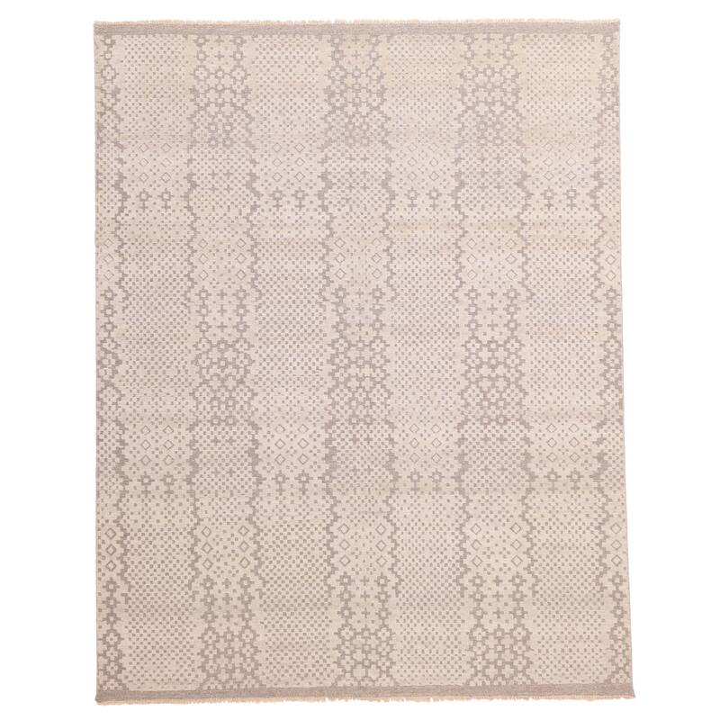 ECARPETGALLERY Hand-knotted Tangier Light Grey Wool Rug - 8'3 x 10'3