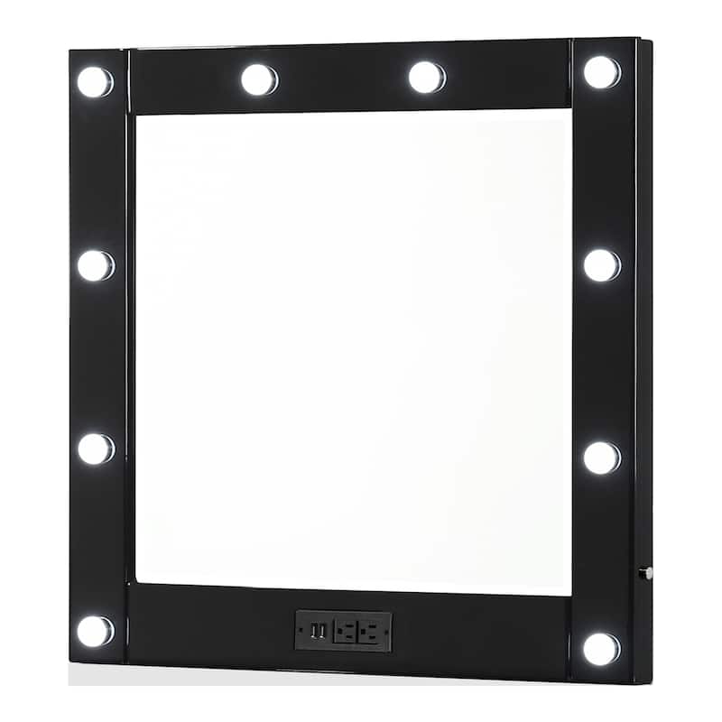 Furniture of America Mary Hollywood Glam Makeup Vanity Chest and Mirror with USBs & Outlets