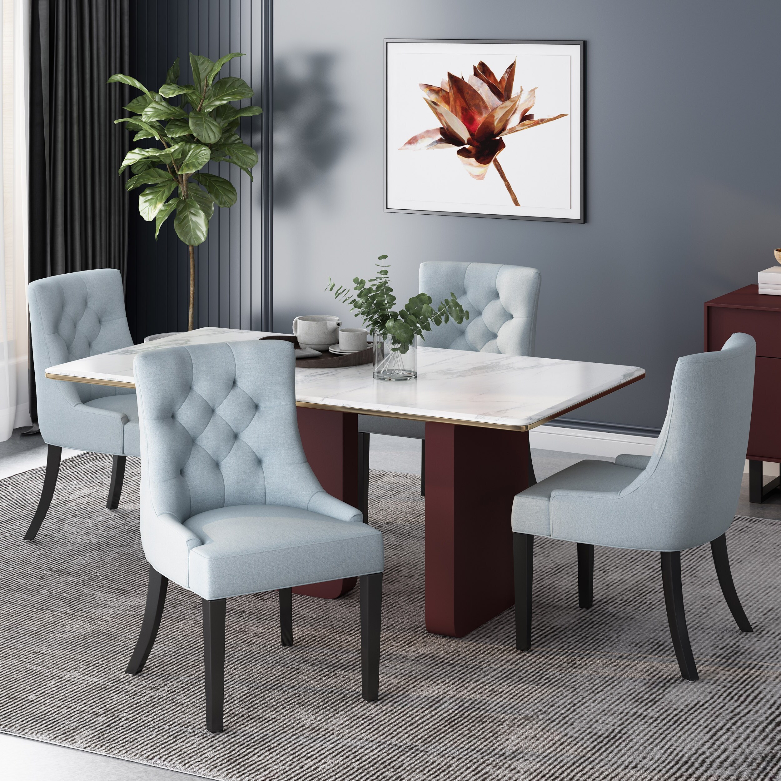 Dining set outlet with tufted chairs
