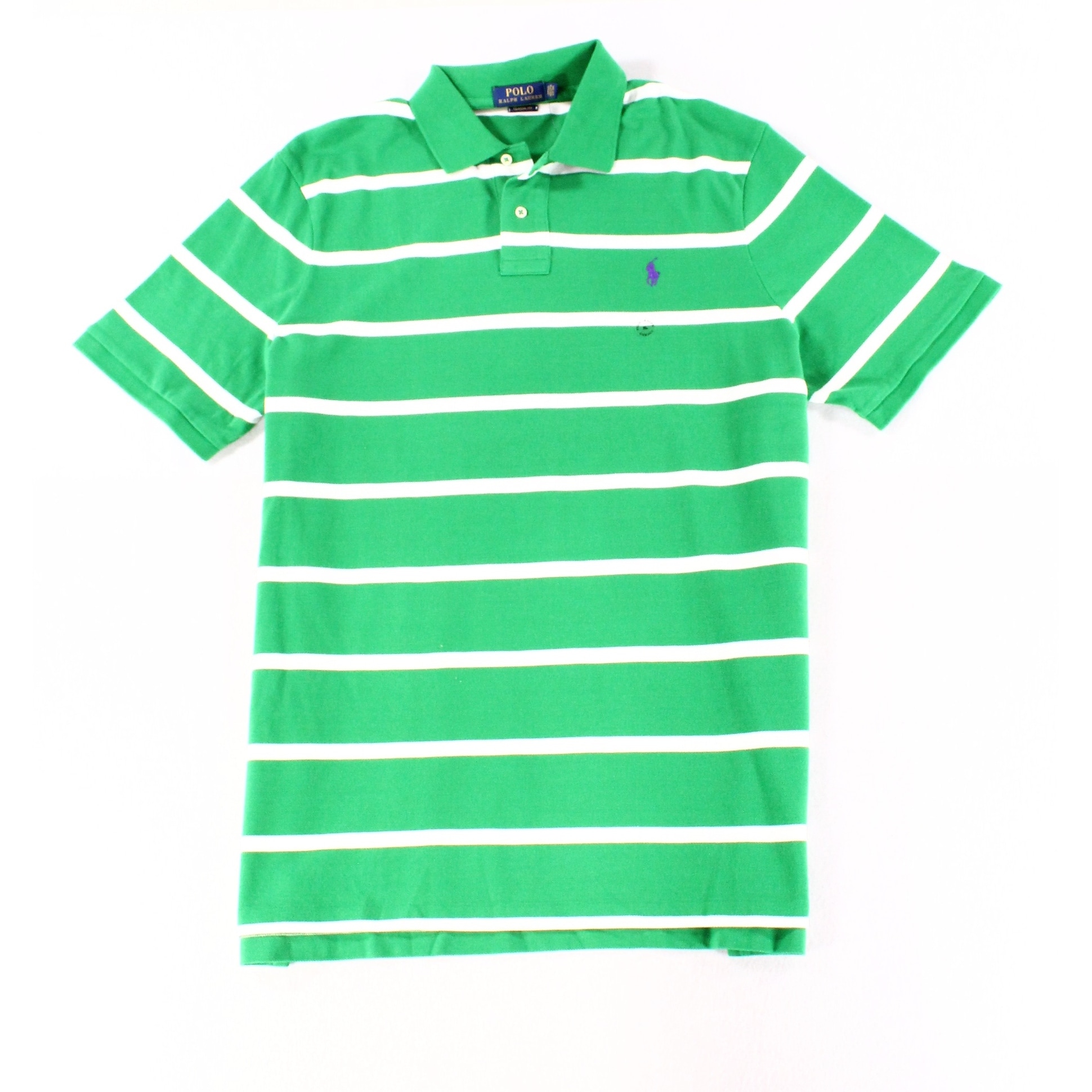 mens green striped polo shirt