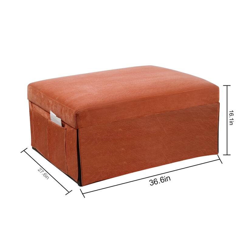 Corduroy Single Convertible Sofa Bed with Reclining Backrest