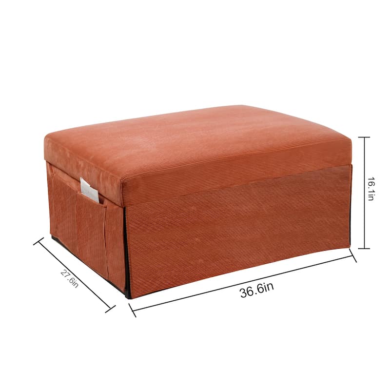 Modern 36.61" 4 in 1 Convertible Corduroy Lounge Chair with Reclining Backrest and Pocket