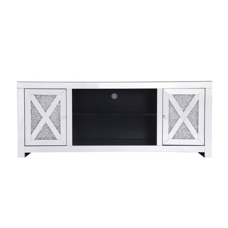 59 in. Mirrored TV stand with Crystals - N/A