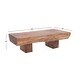 preview thumbnail 16 of 14, Brown Wood Handmade Live Edge T Stand Living Room Coffee Table with Block Legs