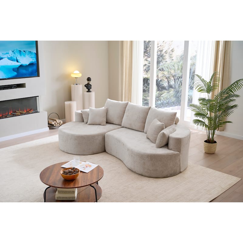 Christopher Knight Home - 106'' Cloud Curved Sectional Sofa with Right Chaise Lounge and Ultra-Soft Foam Comfort