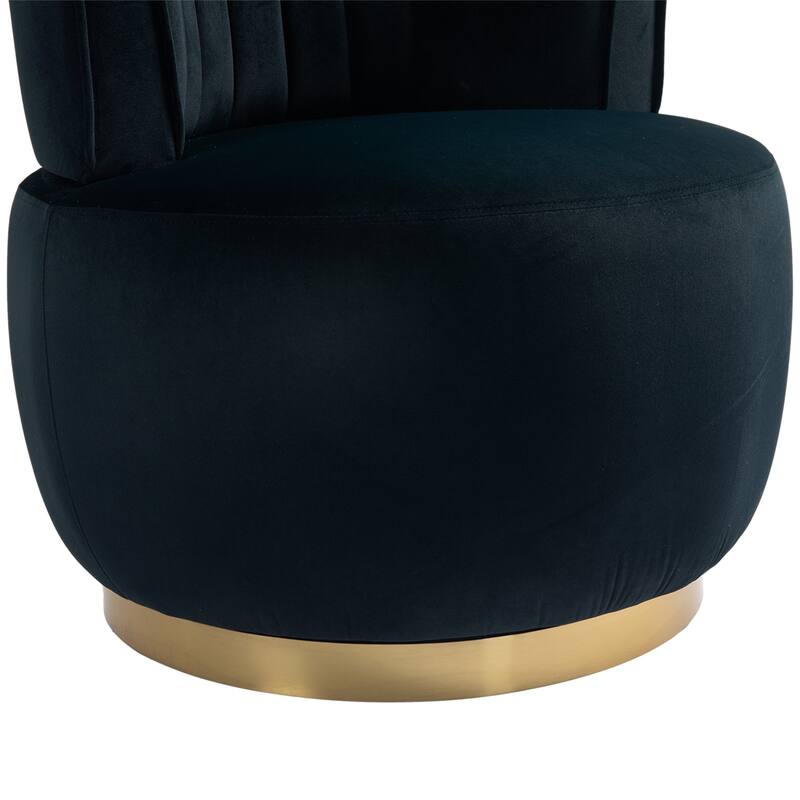Velvet Swivel Accent Barrel Chair, Upholstered Comfy Single Sofa Chair, Round Armchairs with Wrap-around Barrel Dackrest