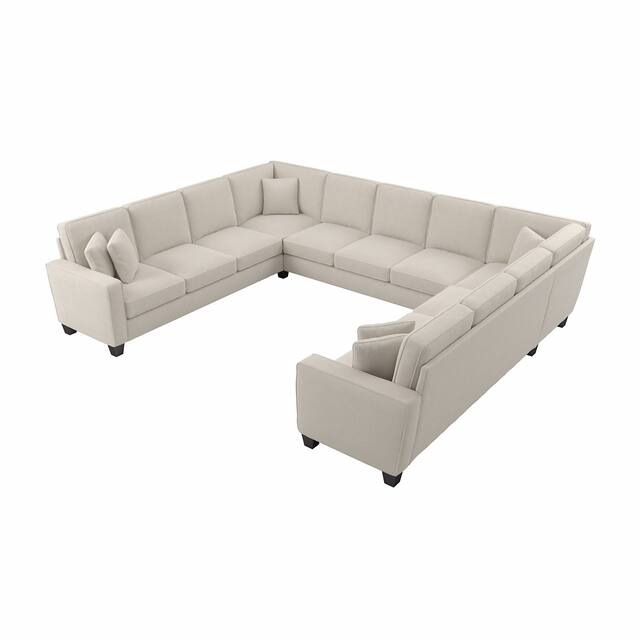 Stockton 135W U Shaped Sectional Couch by Bush Furniture - Cream Herringbone