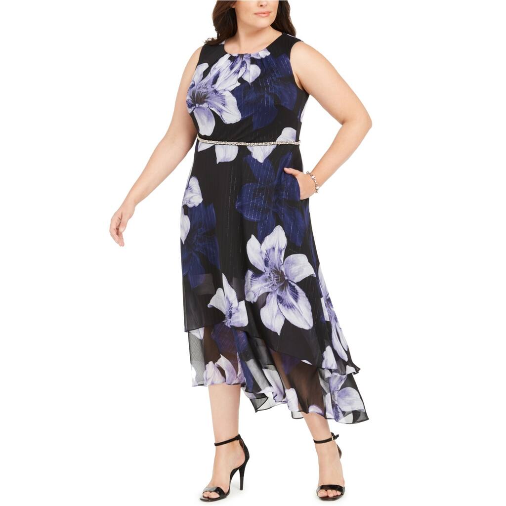 S.L. Fashions Womens Floral Fit & Flare Dress