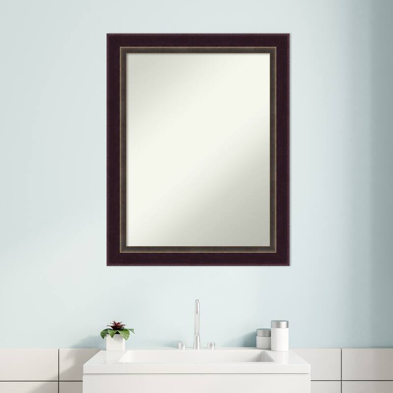 Non-Beveled Wood Bathroom Wall Mirror - Signore Bronze Frame
