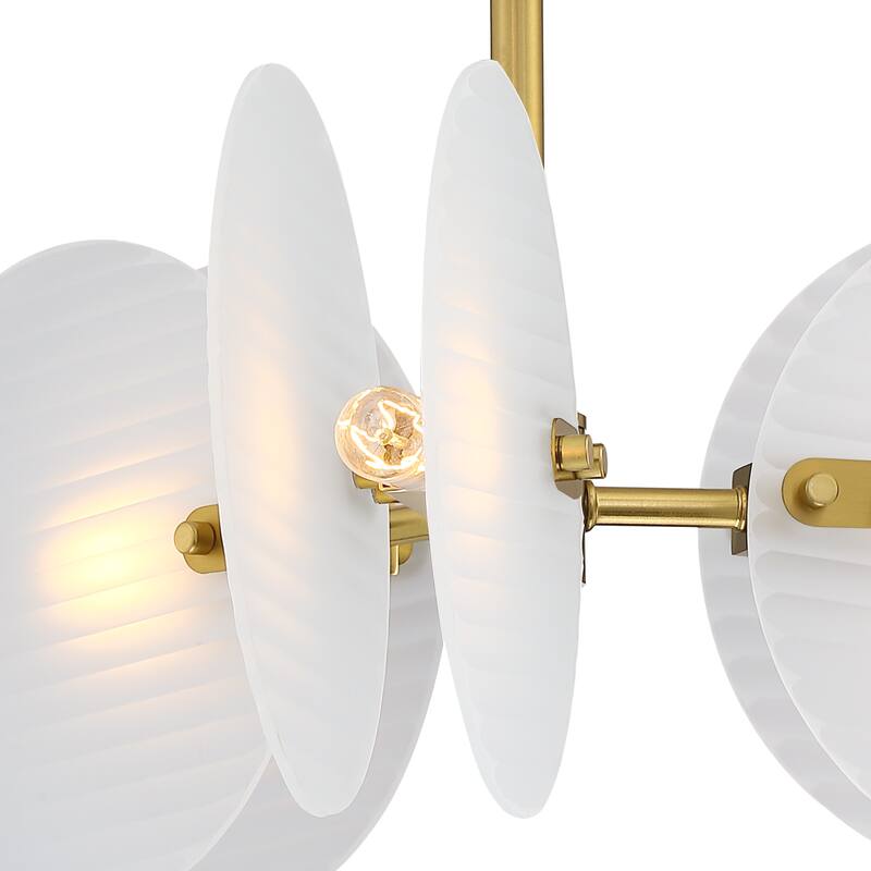Sky Fall 20.75 in. 3-Light Brushed Gold Contemporary Semi Flush Mount with Etched Fluted Glass Shades for Bedrooms - 12.75