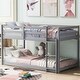 preview thumbnail 1 of 6, Twin Over Twin Wood Kids Low Bunk Bed with Ladder, Floor Bunk Bed Frame for Boys Girls, No Box Spring Needed, Easy Assembly,Grey Grey - Twin