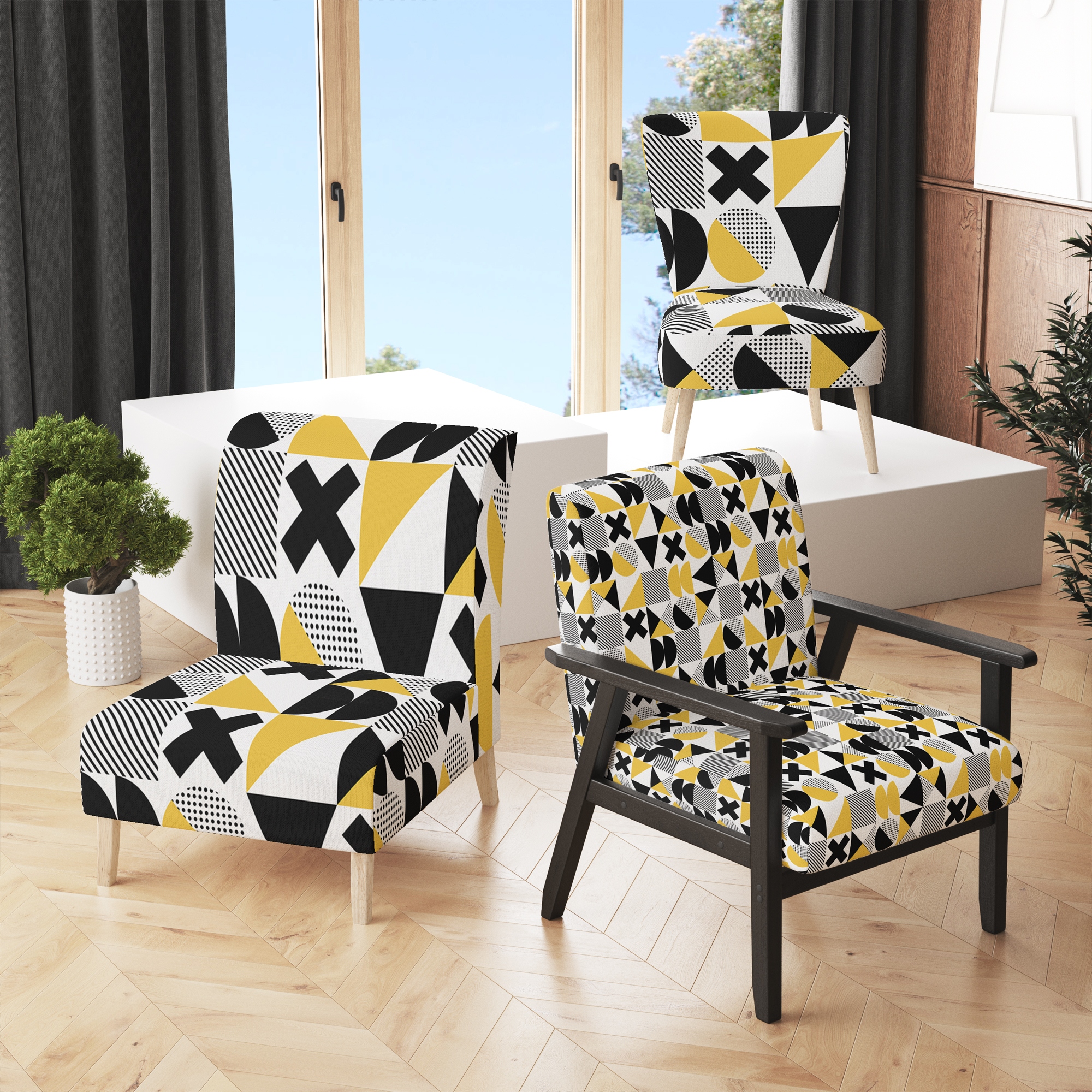 Geometric pattern accent discount chair