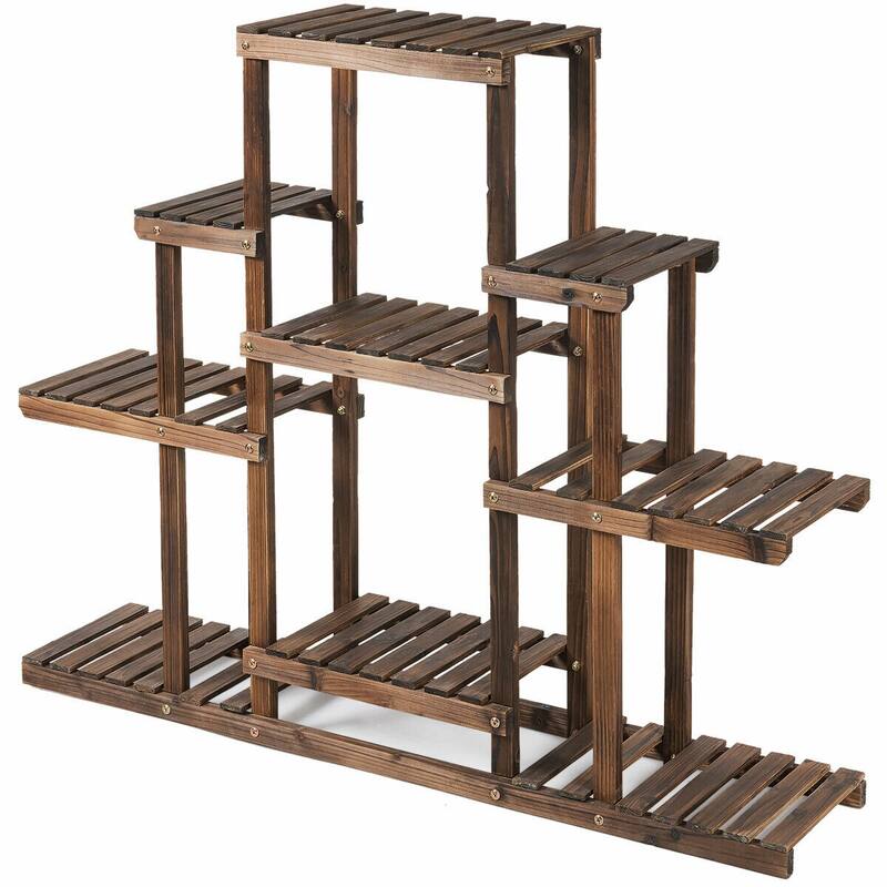 Gymax 6-Tier Flower Wood Stand Plant Display Rack Multifunctional - See Details