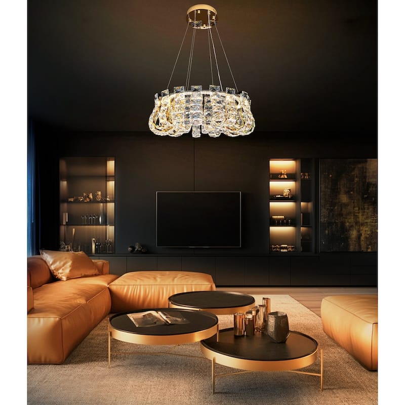 Luxury Crystal 30" LED Chandelier Modern Round