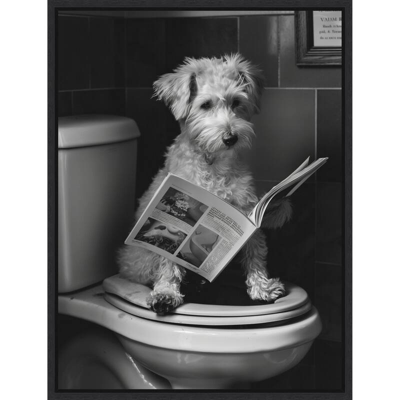 Good Boy Dog Toilet Art by Niky Rahner Framed Canvas Wall Art