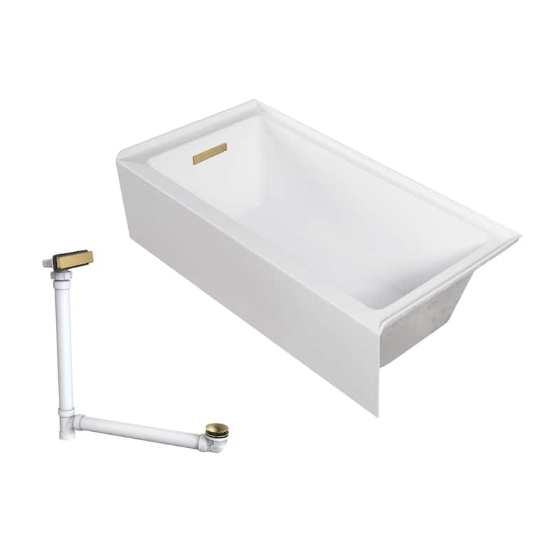 Transolid UATLN603215-L Unity 60" x 32" Three Wall Alcove Acrylic - White / Champagne Bronze