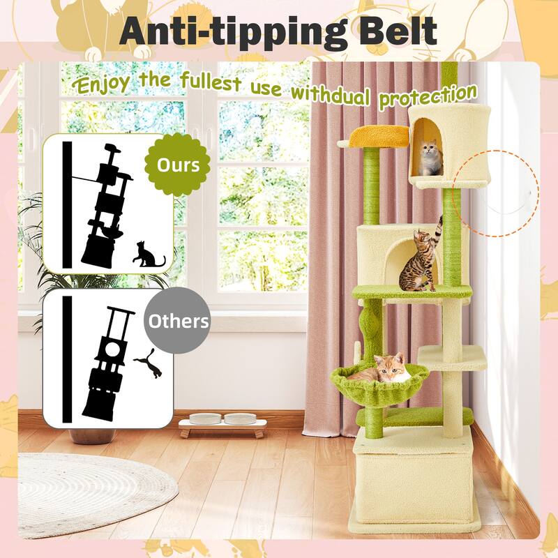 Flower Cat Tree Tower, Multi-Level Furniture with Scratching Post, House, and Bed for Small to Medium Cats