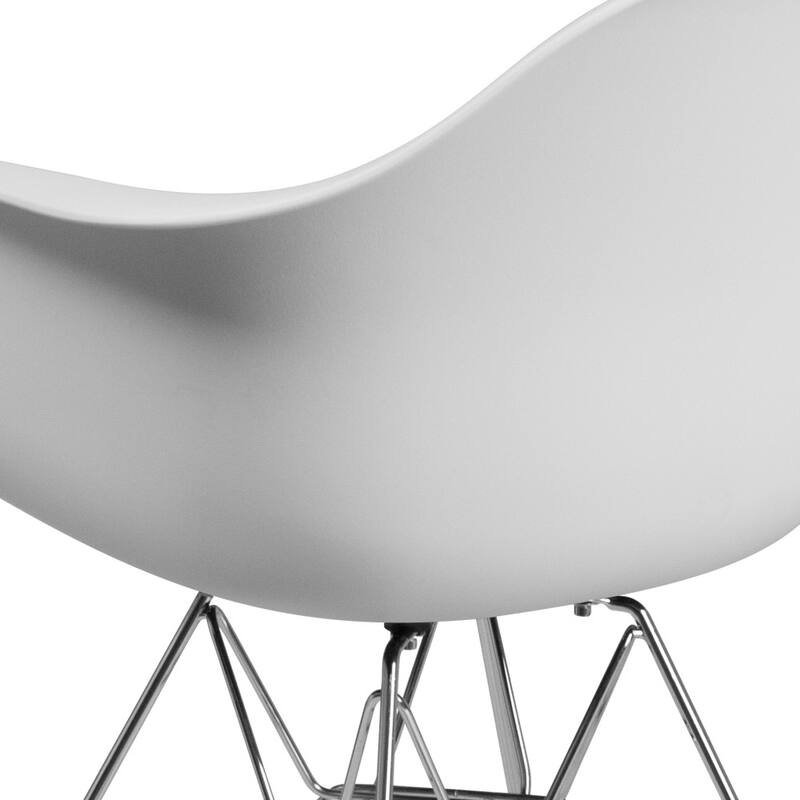 Plastic Chair with Arms and Chrome Base