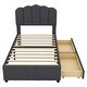 preview thumbnail 7 of 8, Upholstered Bed with 2 Storage Drawers,Wood Slat Support