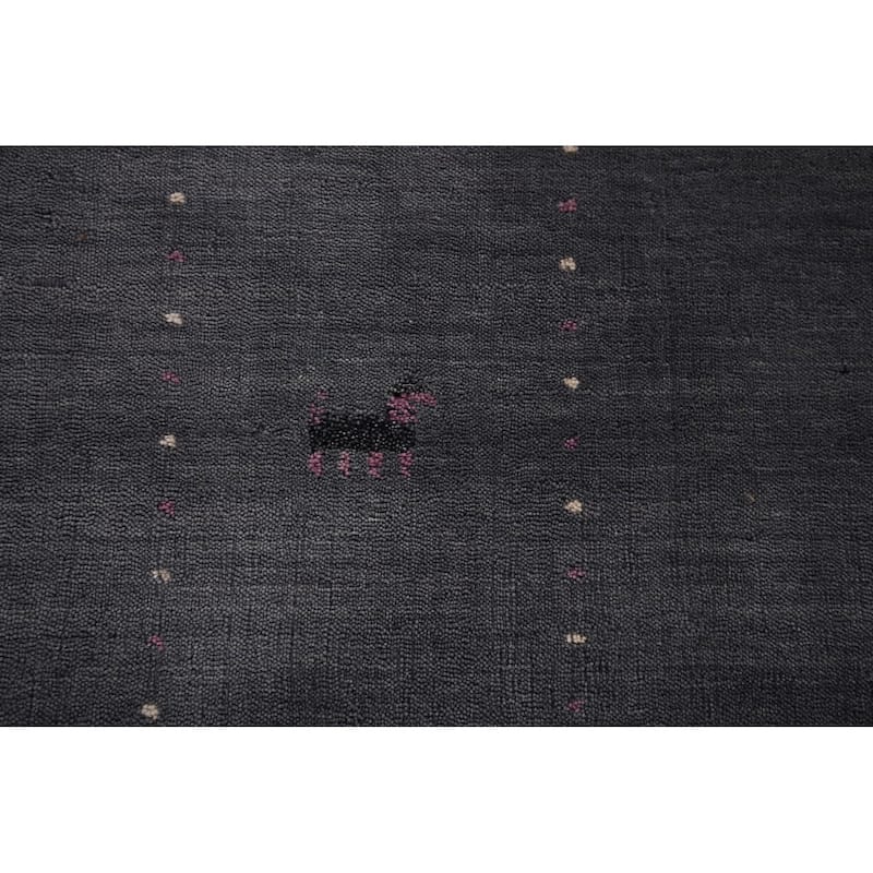 Gray Gabbeh Indian Area Rug Hand-Knotted Wool Carpet - 6'8"x 10'1"