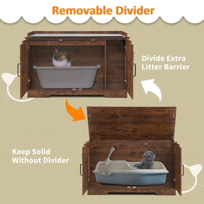 MCombo X-Large Cat Litter Box Furniture Hidden with Top Opening & Divider, Particle Board, CT37