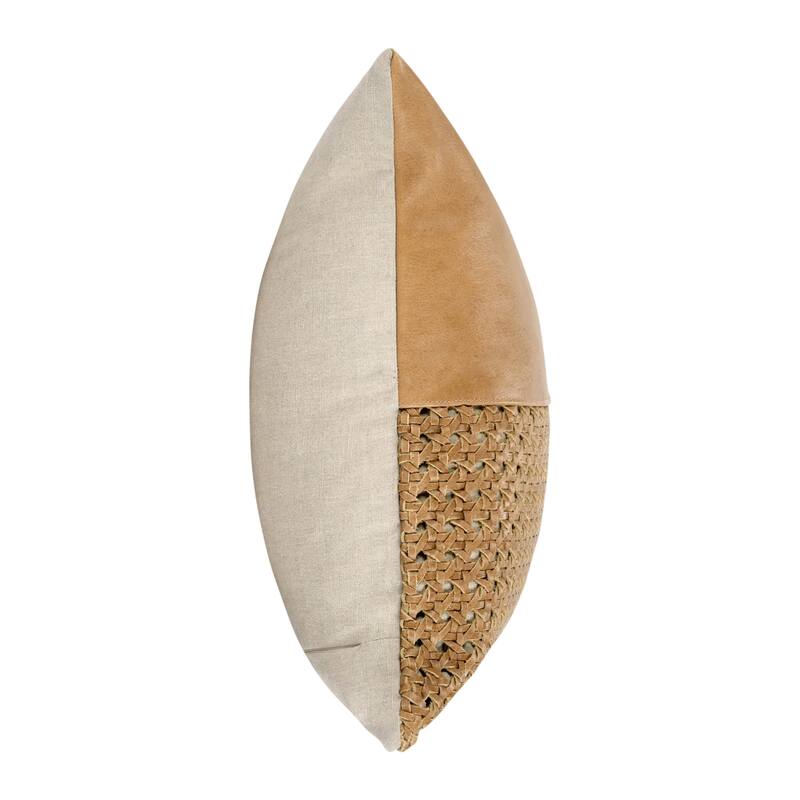 Villa by Classic Home Toscano Chestnut Brown Genuine Leather Throw Pillow