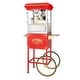 preview thumbnail 1 of 8, Popcorn Machine with Cart – 8oz Popper with Stainless-steel Kettle by Great Northern Popcorn (Red) Red