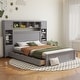 preview thumbnail 61 of 105, Modern Platform Bed with Integrated Cabinet, Trundle Bed and Drawers