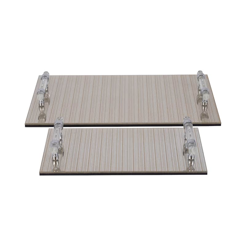 Decorative Trays with Acrylic Handles Metallic Finish (Set of 2)