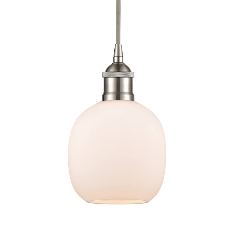 Innovations Lighting 616-1P-10-6 Belfast Pendant Belfast 6" Wide Mini - Brushed Satin Nickel / Matte White