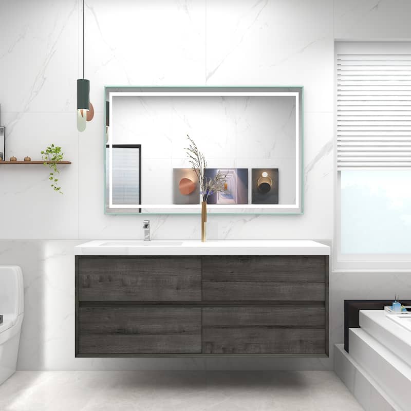 Selina 60" Wall Mounted Vanity with Single Sink on the Left - 60