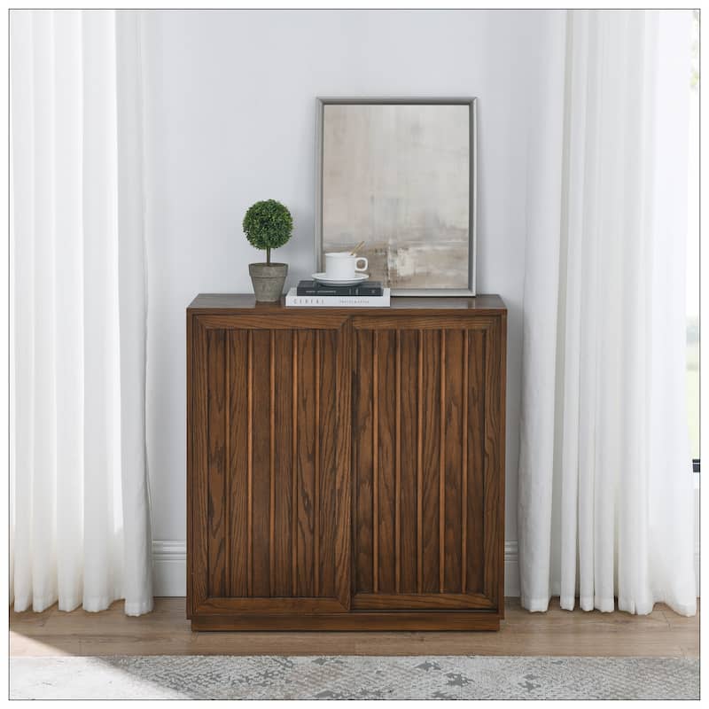 Mid Century Sideboard with 2 Sliding Door for Living Room