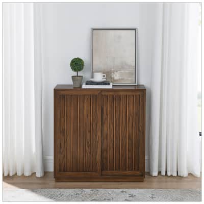 Mid Century Sideboard with 2 Sliding Door for Living Room