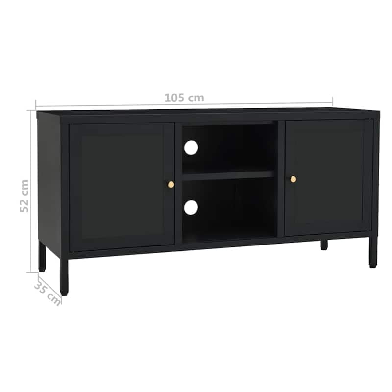 vidaXL TV Cabinet Black 41.3"x13.7"x20.4" Steel and Glass - 41.3" x 13.7" x 20.4" - 41.3" x 13.7" x 20.4"