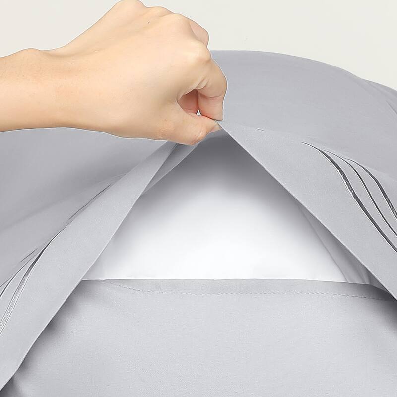 Polyester Pillow Cases Set of 2 for Hair & Skin, Cooling Pillow Covers - Light Gray - King (20"x36")