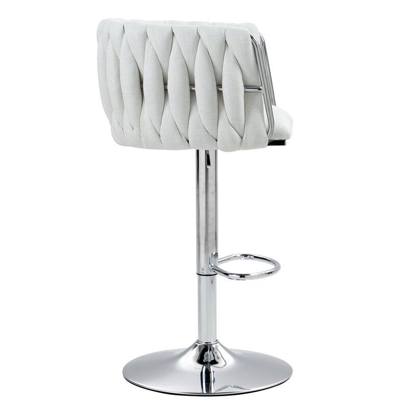 Fabric Cover Swivel Bar Stools Set of 2, Counter Height Chair with Back and Footrest, Dining Room Chair with Metal Frame