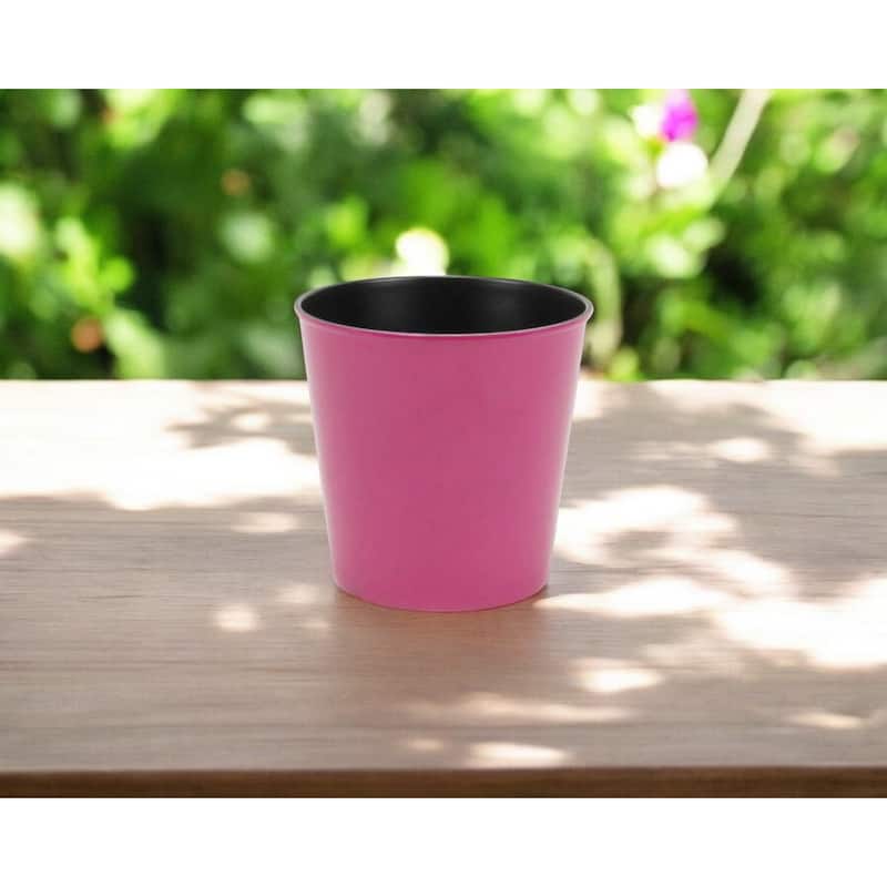 HomeRoots 5" Hot Pink Recycled Plastic Indoor Outdoor Round Pot Planter - Hot Pink