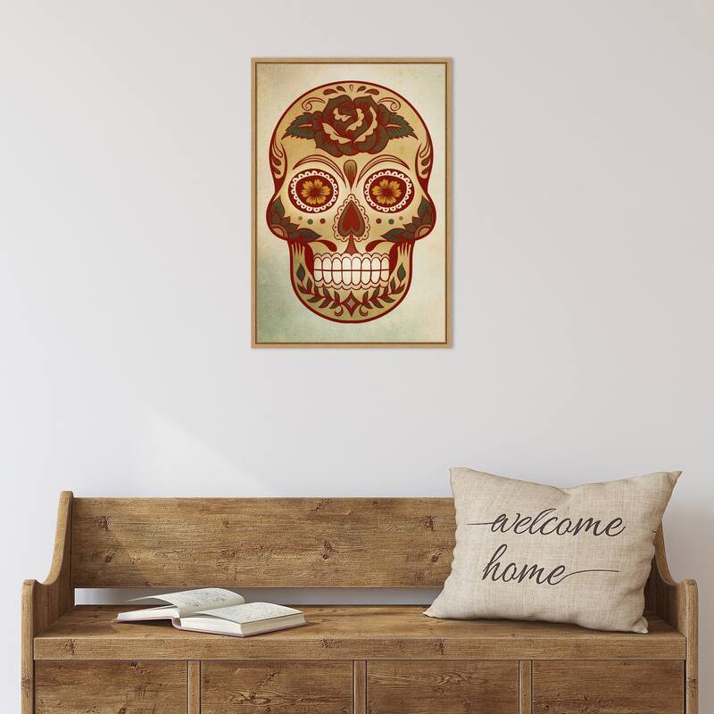 Amanti Art Day of the Dead Skull I Framed Canvas Wall Art