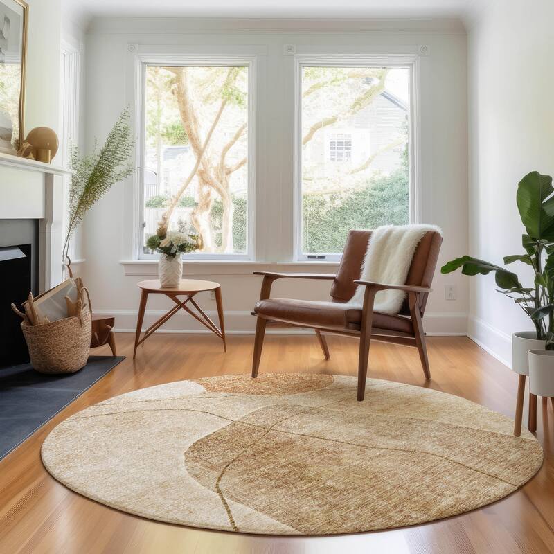 Premium Washable Super Soft Abstract Mod Mayfield Rug - Paprika - 8' x 8' - Round
