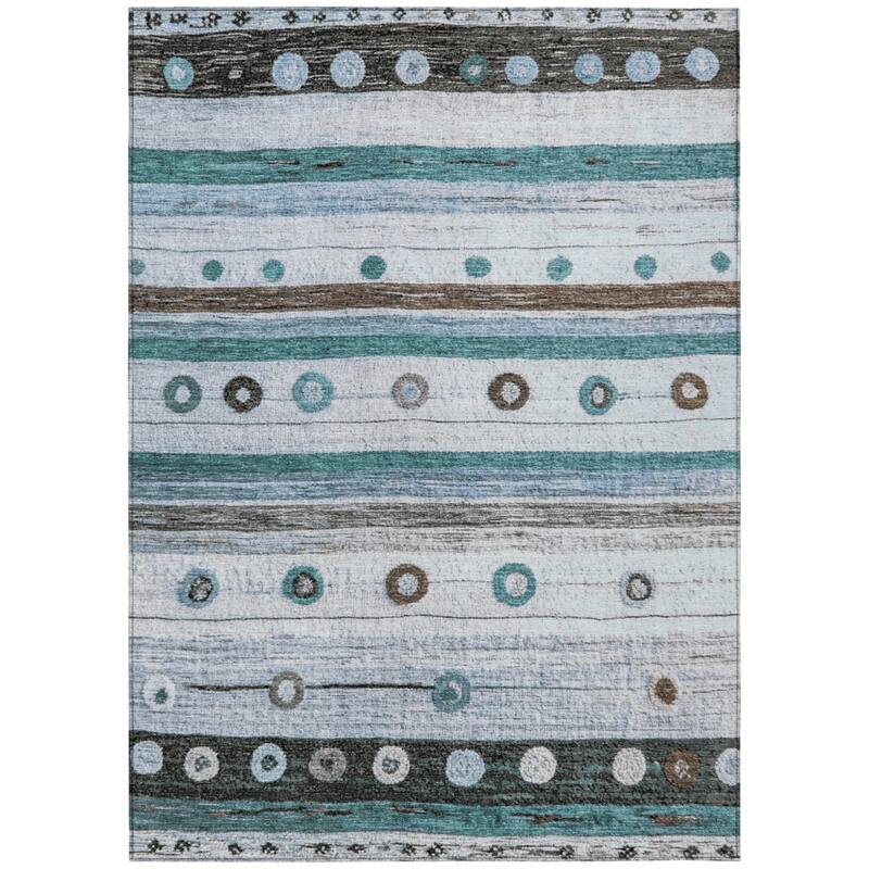 HomeRoots Striped Transitional Rectangle Outdoor Rug