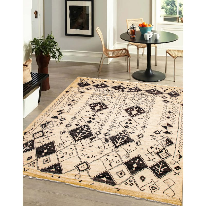 ECARPETGALLERY Hand-knotted Pak Finest Marrakesh Cream Wool Rug - 9'3 x 12'0