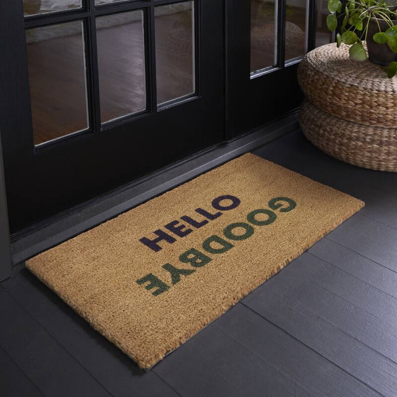 Hello Goodbye Welcome 18" x 30" Doormat - 18" x 30" - 18" x 30" - Blue