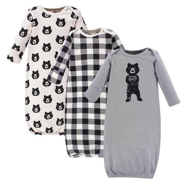 slide 1 of 1, Yoga Sprout Baby Boy Cotton Long-Sleeve Gowns 3pk, Bear Hugs 0-6 Months - Bear Hugs