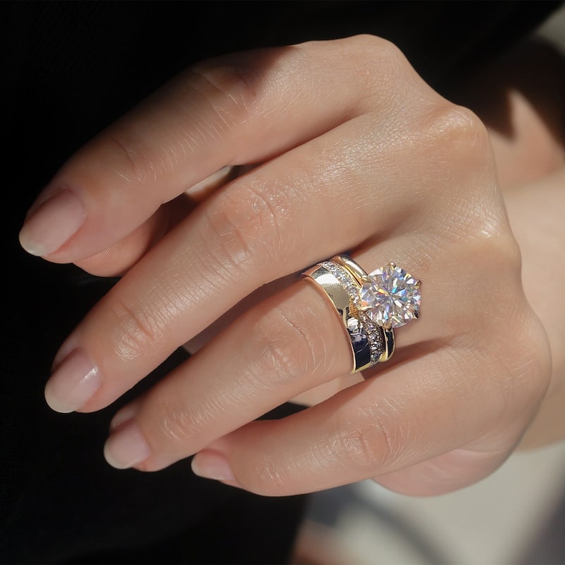 Kobelli 3.5 Carats Round Lab Grown Diamond Certified 14k Solid Gold Modern Dorado Bridal Set