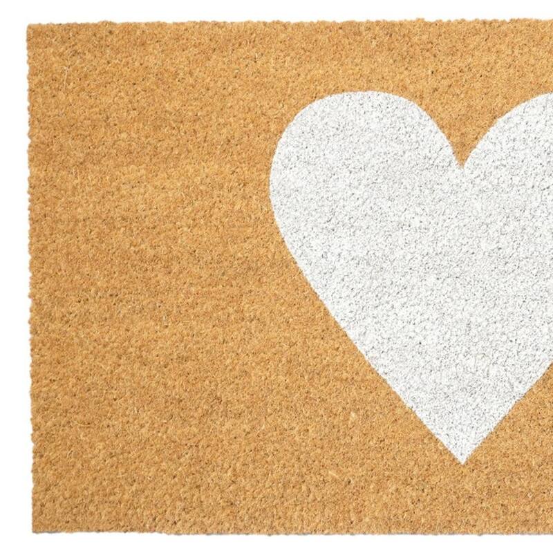 HomeRoots 30" X 48" Brown And White Heart Outdoor Coir Door Mat - 30.00' X '48.00