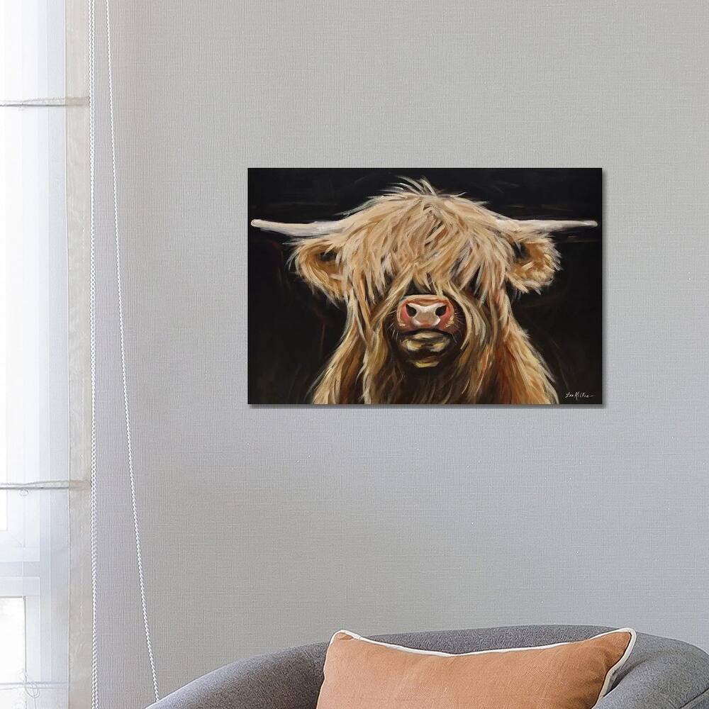 iCanvas "Highland Cow On Black" by Hippie Hound Studios Canvas Print